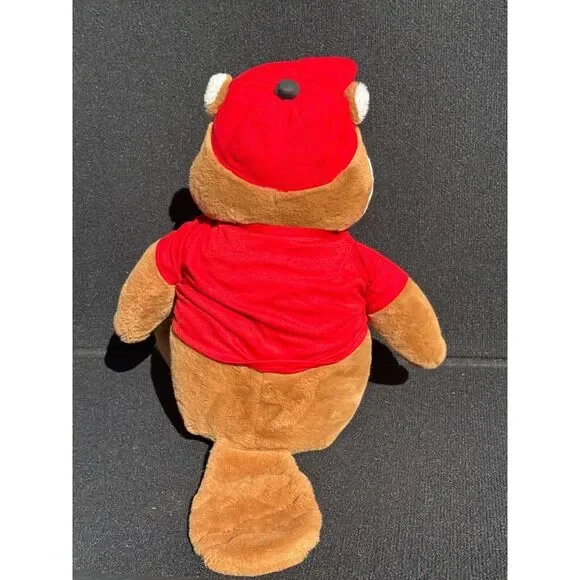 Buc-ees Beaver Plush Toy With Red Shirt & Cap Lg 26" - Picture 6 of 7
